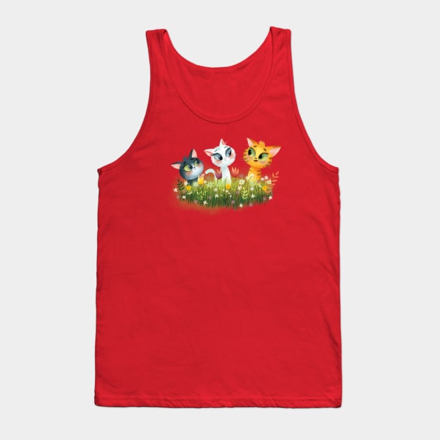 Meadow Cats Tank Top by Geeksarecool